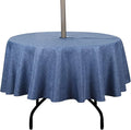 Outdoor Tablecloth Wrinkle-Free Stain Resistant Waterproof Polyester Fabric Table Cover with Zipper Umbrella Hole for Picnic/Party/Dinner/Patio Garden(70inch Round,Zippered,Denim Blue)