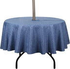 Outdoor Tablecloth Wrinkle-Free Stain Resistant Waterproof Polyester Fabric Table Cover with Zipper Umbrella Hole for Picnic/Party/Dinner/Patio Garden(70inch Round,Zippered,Denim Blue)