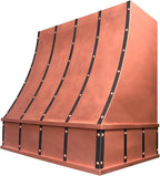 CT Copper Tailor Sloped Copper Vent Hood Wall Mount,48'' W,48''H, 1150 CFM Exhaust Fan,Stainless Steel Vent,LED Light,Dishwasher-Safe Baffle Filters,VH8TR1