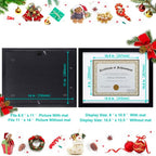 RPJC Document Frame Certificate Frames Made of Solid Wood High Definition Glass and Display Diplomas 8.5x11 with Mat or 11x14 Inch Without Mat Picture Frame Black
