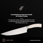 8-Inch Chef Knife – Ultra-Sharp German High Carbon Stainless Steel, Full Tang, Ergonomic Handle, Multipurpose Kitchen Knife for Chopping, Slicing, and Dicing, Cream