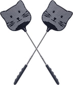2 Pack Extendable Fly Swatter, 25 inch Long Handle Flyswatters, Plastic Heavy Duty Fly Swatters Manual for Indoors Patio Garden and Outdoors Black
