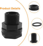 BokWin 4 Pack Garden Hose Bulkhead Fitting, Double Threaded Bulkhead Tank Fitting, 1/2 Inch Female NPT x 3/4 Inch Male Threaded Connector, Black, for Rain Barrels, Aquariums, Tubs, Pools, Spigot Use