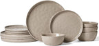 Famiware Mars Plates and Bowls Set, 12 Pieces Dinnerware Sets, Dishes Set for 4, Cinnamon Brown