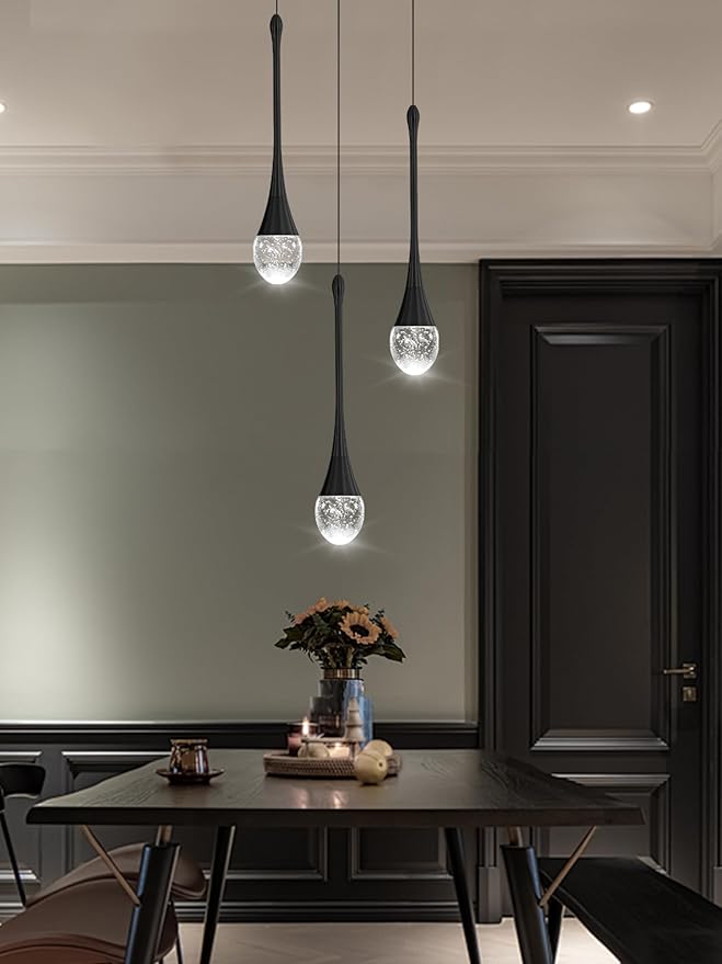 Pendant Lights Kitchen Island 3-Lights Pendant Chandelier for Dining Room Hallway Stairwell,LED Dimmable 2700K-6000K