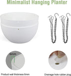 Meowell 12 inch Large Hanging Planters for Indoor Outdoor Plants, 2 Pack Hanging Flower Pots with Drainage Holes and Chain for Garden Porch, Plastic Hanging Baskets for House Plants, White