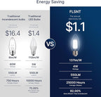 FLSNT Dimmable LED Candelabra Bulbs, 60W Equivalent LED Chandelier Light Bulbs, 5000K Daylight, E26 Base, 550LM, 6 Pack UL,CA65 Listed.