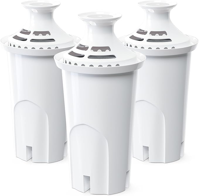 3-Pack Water Filter Replacement Compatible with Brita Pitchers & Dispensers - BPA-Free, Fits Classic 35557, OB03, Mavea 107007 (Compatible Replacement Filter)