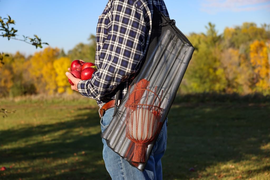 21ft Reaching Fruit Picker with Lightweight Rigid Pole – Patented Compact Foldable Design with Twist on Head – 2 in 1 Combo Pack – MESH Carrying Bag Included
