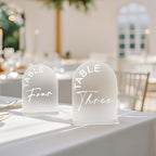 Frosted Arch Wedding Table Numbers 1-30 with Stands, 5x7 Inch Acrylic Arch Sign with Holder for Wedding Reception Table Centerpiece Decoration(New)