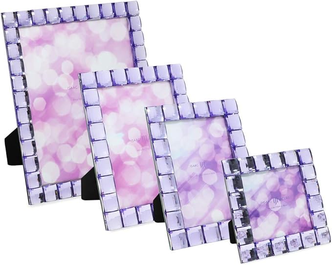 Isaac Jacobs Decorative Sparkling Light Purple Jewel Picture Frame, Photo Display & Home Décor (5x7, Light Purple)