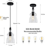 Modern Glass Pendant Lights Kitchen Island Black Pendant Light with 5.11 in Clear Glass Shade Kitchen Pendant Lighting Over Island Bedroom Dining Room (1 Pack)