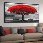YDYSUNE Red Tree Paintings Wall Art Black and White Pictures Wall Decor for Living Room Modern Home Bedroom Decoration Nostalgia Framed Artwork Decor 29x58in