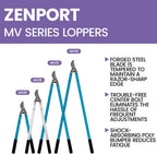 Zenport MV26 Professional Tree Loppers, 2-Inch Cut, Forged Head, 26-Inch Long, Orchard, Landscape