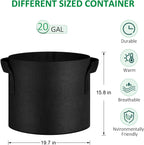NYONG 12-Pack 20 Gallon Thickened Non-Woven Grow Bags, Aeration Fabric Pots with Handles（Black）