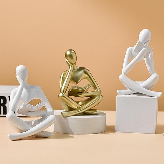 Reading Women Statue, Thinker Sculptures, Abstract Art Ornament, Modern Aesthetic Figurine Decoration, Suitable for Home Living Room Bedroom Office Shelf Table Desk Bookshelf Decor