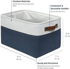 OrganiHaus Large Fabric Storage Bins for Shelves 3 Pack, 15x11in Closet Storage Bins for Shelves, Cloth Baskets & Closet Organizers, Fabric Basket, Navy Blue/White