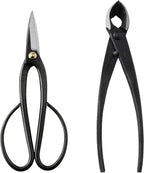 Wazakura Japanese Bonsai Tool Kit Set MADE IN JAPAN, Long Handle Ashinaga Scissors 8inch(200mm) + Concave Branch Cutter 8inch(200mm)