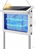 Solar Bug Zapper Outdoor, Mosquito Zapper Waterproof Electric Fly Zapper Rechargeable Mosquito Killer Lamp with 10W Solar Panel, 4500V Cordless Fly Trap for Backyard, Patio, Garden, RV, Camping
