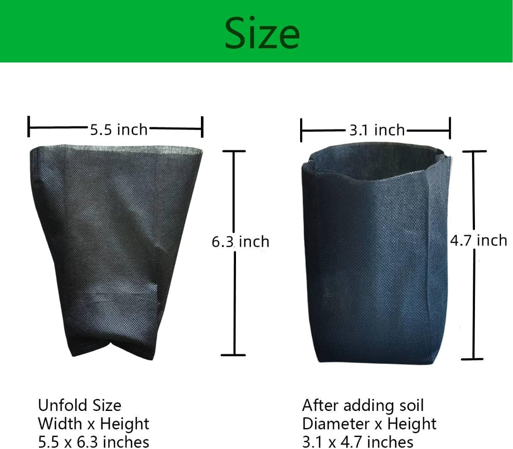 gardtree Plant Nursery Bags 5.5" * 6.3" 200PCS, Non-Woven Biodegradable Plant Grow Bags Fabric Seedling Starter for Vegetable Flower Fruit Saplings Tree, Home Garden Supply
