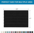 H.VERSAILTEX Bathroom Rugs Bath Rugs Non Slip Bath Mats Extra Thick Chenille Striped Rug 17" x 24" Absorbent Soft Shaggy Washable Dry Fast Bath Mats for Bathroom Floor - Black