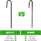 ERYTLLY 12In Rebar Stakes J Hook Heavy Duty Galvanized Metal Stakes for Ground Barrel Soil Tent Swing Set Anchors Fence Stakes Curved Steel Plant Support Garden Stakes with Hooks（12in 16pk）
