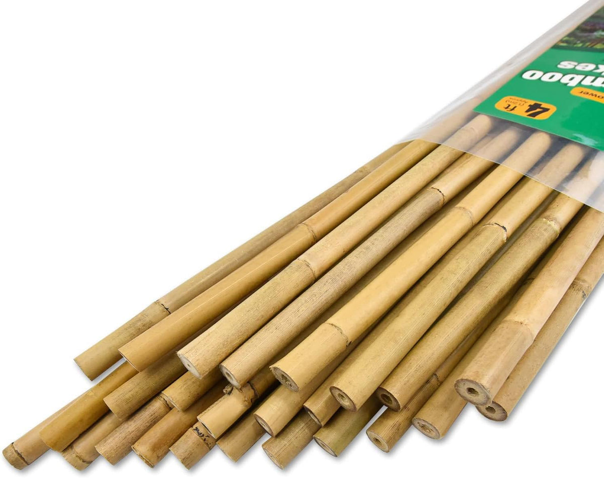 25pcs 1/2" D Thicker Heavy Duty Bamboo Stakes, 4FT Plant Stakes, Natural Garden Stakes for Tomato, Bean, Flowers,Trees Potted and Climbing Plant Support