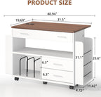 Wrapping Paper Storage Cart with Foldable Drop Leaf, Crafting Table with Power Outlets, Wrapping Paper Organizer with Ribbon & Gift Bag Storage, Rolling Gift Wrap Storage Station