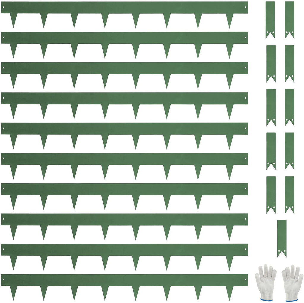 10-Pack Galvanized Steel Landscape Lawn Edging - 4.5 inch Height Green Powder Coated Bendable Metal Strips - Hammer-in Edge Border - Yard Pathway Divider 40 inch Each(33Ft Total), #LYLB45GN-US