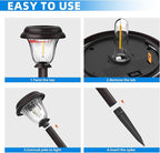 DERAYSION Solar Lights Outdoor 6 Pack, Stainless Steel Glass Solar Pathway Lights, Auto On/Off Long-Lasting Waterproof Landscape Lighting for Garden, Landscape, Path, Yard, Warkway (Warm White)