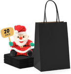 METRONIC 20 Pack 5.25x3.75x8 Small Black Gift Bags, Kraft Paper Shopping Bag with Handles for Small Business, Boutique, Gift Wrap, Bulk