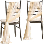 Ling's Moment Wedding Chiffon Chair Sashes Cover Aisle Decorations Draping Fabric Wrinkle-Free with Tie 16 Pcs for Party Ceremony Reception Floral Arrangement Banquet Outdoor Decor