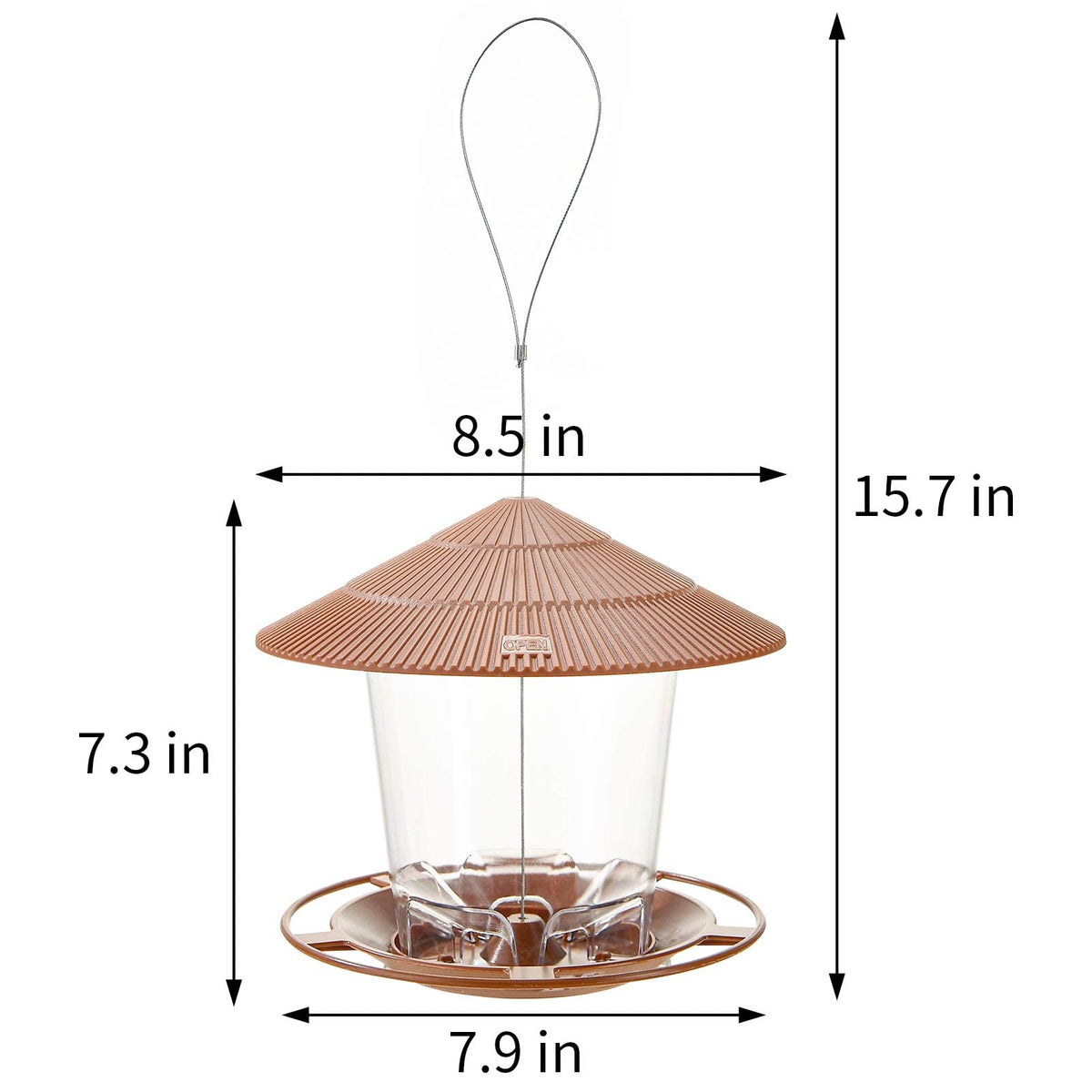 Hanizi Bird Feeder Outdoor Hanging for Wild Bird Seed, Brown