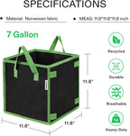 VIVOSUN 5 Pack 7 Gallon Square Grow Bags, Thick Nonwoven Cubic Fabric Pots with Handles for Indoor and Outdoor Gardening