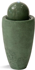 XBrand 26" Modern Sphere Water Fountain with LED Light – Indoor Outdoor Stone Texture Floor Fountain, Zen Bubbling Ball Water Feature for Garden Patio Porch - Green