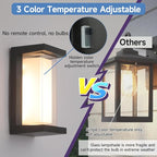 24W Porch Lights Outdoor 2160LM Modern Exterior Lights Fixtures 3CCT 3000K/4000K/6000K Black Outdoor Wall Lights LED Wall Mount Sconce for Garage Front Door Porch Hallway Doorway 2 Pack
