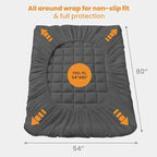 MATBEBY Full XL Mattress Pad - Cooling Breathable Mattress Topper, Quilted Fitted Mattress Protector, Pillow Top Mattress Cover with 8-21" Deep Pocket, Machine Washable, Dark Grey, Full Extra Long