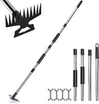 Stainless Steel Weed Puller Tool - Detachable 4-Section Handle with Saw Blade Weeder, 59" Root Remover for Lawn, Garden & Yard