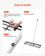 VEVOR Lawn Leveling Rake, Lawn Leveler with 83.9 in Handle, 36x10 in Ground Plate, Rust-Resistant Carbon Steel Soil Leveler, 3 Heights Adjustable, Effort Saving Lawn Leveling Tool for Yard Golf Court