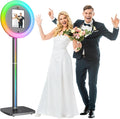 Photo Booth Machine,Portable Photo Booth Compatible Any Ipad,PhotoBooth Stand Shell with Cyratok Software,RGB Ring Light & Music Sync, Lightweight & Rolling Base Perfect for Parties,Wedding and Events