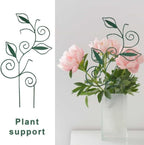 Decorative Metal Plant Trellis for Indoor Potted Plants – Leaf Shape Vine Support Stakes with 6 Plant Clips, Black/Green/Gold Garden Trellises for Climbing Plants, Vines (Black+Green+Gold 3pcs)