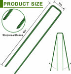 6 Inch Garden Stakes Galvanized Landscape Staples,U-Type Turf Staples for Artificial Grass, Rust Proof Sod Pins Stakes for Securing Fences Weed Barrier, Outdoor Wires Cords Tents Tarps, 50 Pcs