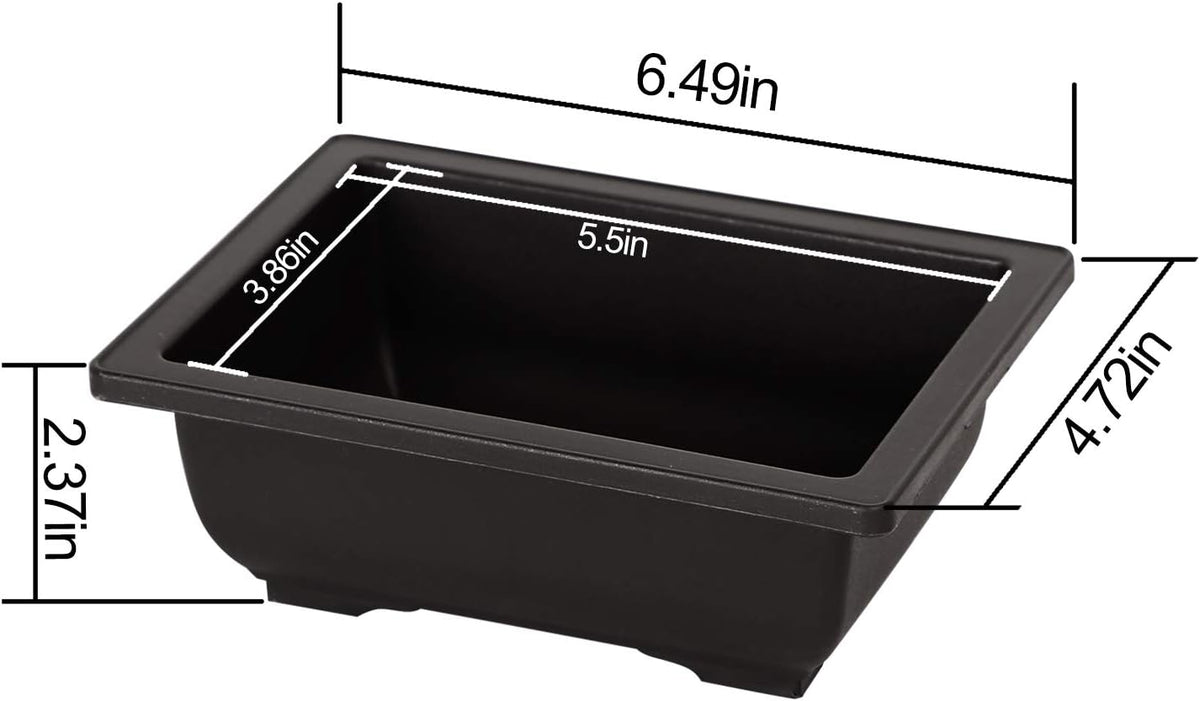 KINJOEK 25 PCS 6.5 Inch Plastic Bonsai Training Pots, Rectangular Plant Bonsai Tree Pot, Starter Flower Succulent Growing Seedling Pot Container Planter for Garden Indoor Home Decorative