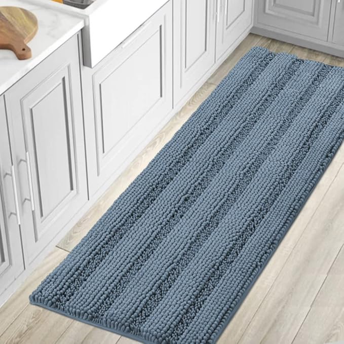 H.VERSAILTEX Bathroom Rugs Bath Mat Runner Rug Non Slip Kitchen Rug Extra Long Bath Rug Runners Oversized 59" x 20" Absorbent Washable Dry Fast Plush Area Rug for Bathroom/Bedroom - Stone Blue