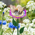 dreamysoul 4 Pack Bee Watering Station, Colorful Metal Bee Bath with Flower Design for Garden Yard