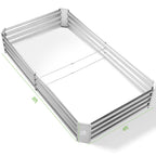 Land Guard 3 Pack 8×4×1ft Galvanized Metal Raised Garden Bed, Metal Planter Kit Box Outdoor for Deep-Rooted Vegetables, Flowers, Green and Herbs, Silver