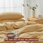 FACE TWO FACE Bedding Duvet Cover Set100% Washed Cotton Duvet Cover Linen Like Textured Breathable Durable Soft Comfy (Twin, Ginger)