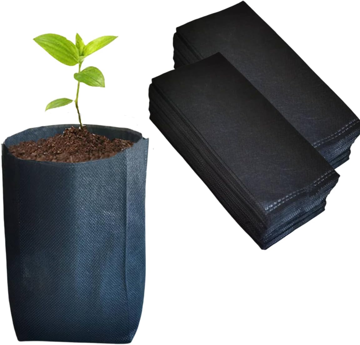 gardtree Plant Nursery Bags 5.5" * 6.3" 400PCS, Non-Woven Plant Grow Bags Fabric Seedling Starter Bags for Vegetable Flower Fruit Saplings Tree, Home Garden Supply