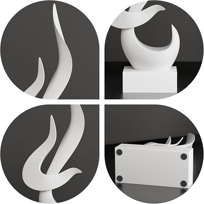 Dosker White Flame Sculptures Home Decor, Abstract Statues Shelf Decor, Table Decor for Living Room Office, Kitchen