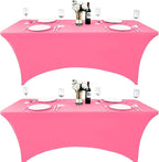 2-Pack 6ft Spandex Table Covers for Rectangle Standard Folding Tables - Wrinkle Resistant Stretch Tablecloths - Ultimate Fitted Table Protector for Parties, Trade Shows, Banquet